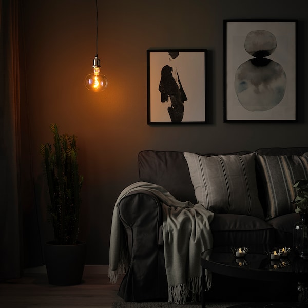 IKEA JÄLLBY / MOLNART pendant lamp with LED bulb Nickel Plated / Ellipse Shaped Multicolor, Ikea Ireland | 6753JPDYW