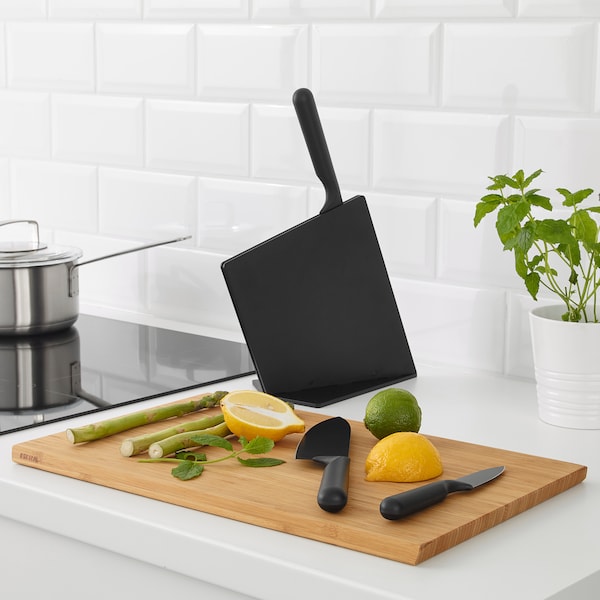 IKEA JÄMFÖRA Knife block with 3 knives, black, Ikea Ireland | 9674SBLQH