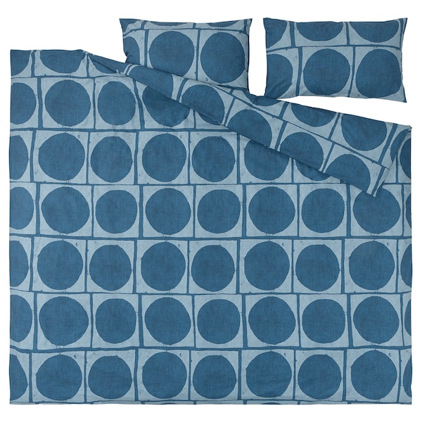 IKEA JORDRANUNKEL duvet cover and pillowcase(s), King Dark Blue, Ikea Ireland | 5679KBNPG