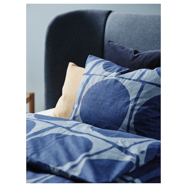 IKEA JORDRANUNKEL duvet cover and pillowcase(s), King Dark Blue, Ikea Ireland | 5679KBNPG