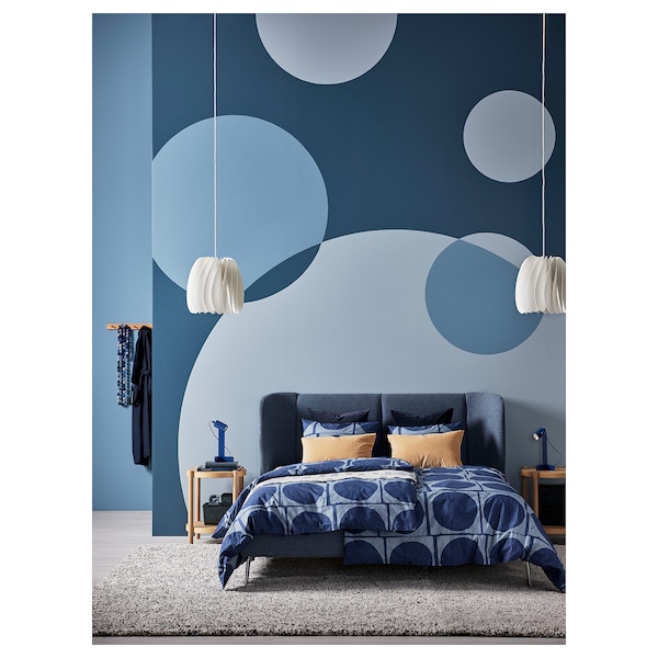 IKEA JORDRANUNKEL duvet cover and pillowcase(s), King Dark Blue, Ikea Ireland | 5679KBNPG