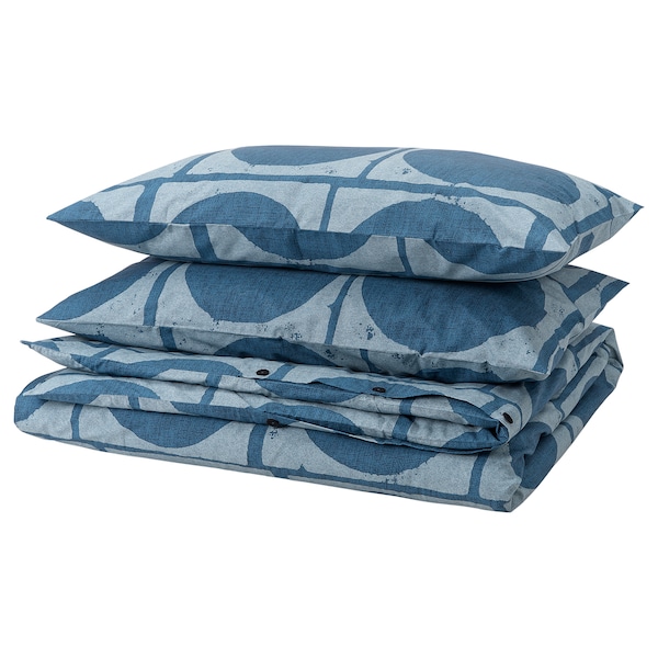 IKEA JORDRANUNKEL duvet cover and pillowcase(s), King Dark Blue, Ikea Ireland | 5679KBNPG