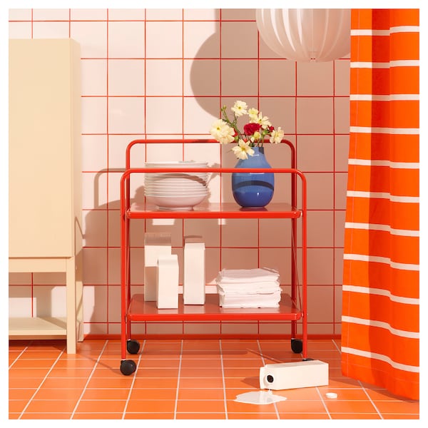 IKEA JÄRLÅSA side table on casters, 25 5/8x17 3/4 in Red, Ikea Ireland | 7936UMGNL