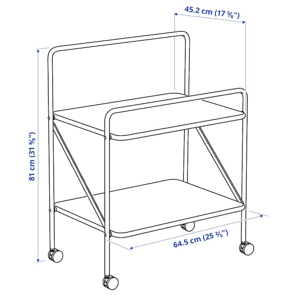 IKEA JÄRLÅSA side table on casters, 25 5/8x17 3/4 in White, Ikea Ireland | 8219CAMWN