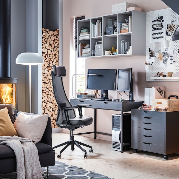 IKEA JÄRVFJÄLLET office chair with armrests Glose Black, Ikea Ireland | 4289CKWBA