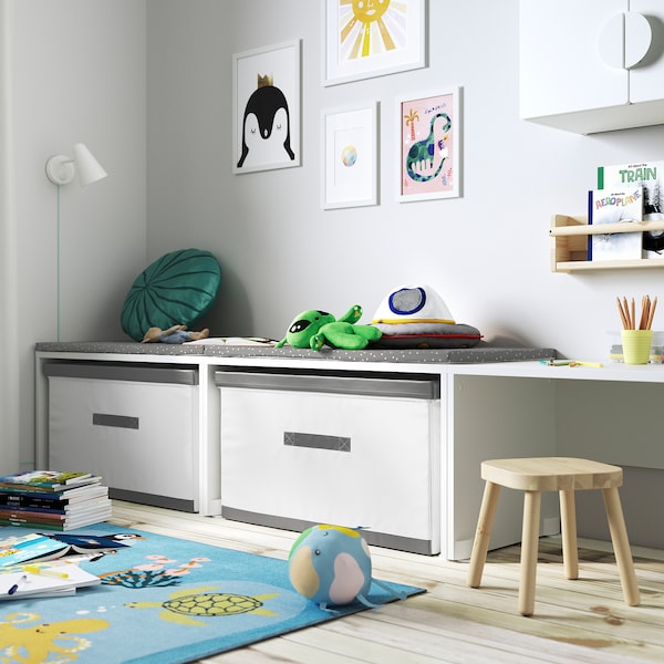 IKEA JÄTTEBJÖRN box with lid, white/gray, 32x17 ¾x17 ¼ in, Ikea Ireland | 7320WKUCV