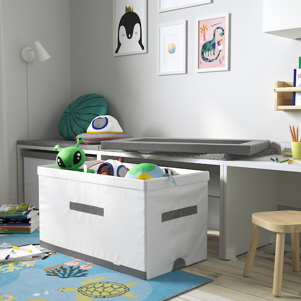 IKEA JÄTTEBJÖRN box with lid, white/gray, 32x17 ¾x17 ¼ in, Ikea Ireland | 7320WKUCV