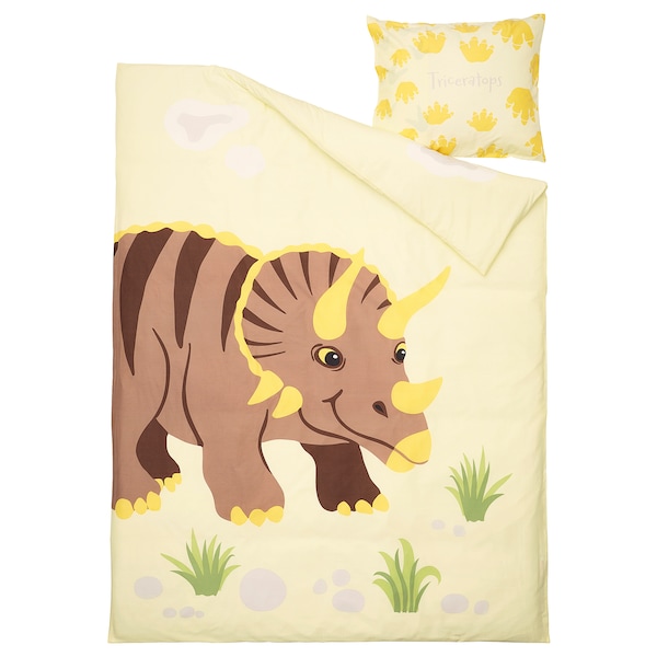 IKEA JÄTTELIK duvet cover and pillowcase(s), Twin Tyrannosaurus Rex / Triceratops / Yellow, Ikea Ireland | 7216UXTCV