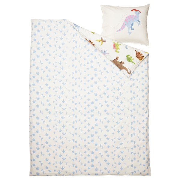 IKEA JÄTTELIK duvet cover and pillowcase(s), Dinosaurs/white, Twin, Ikea Ireland | 1908XRNEI