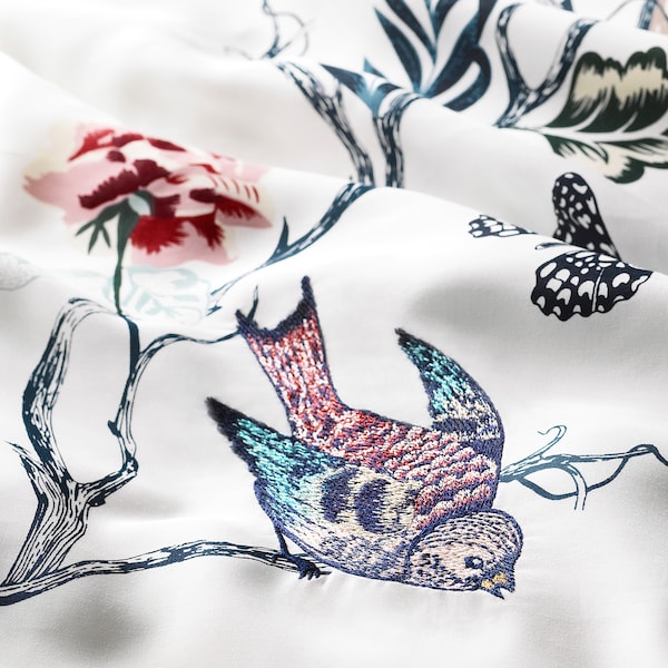 IKEA JÄTTELILJA duvet cover and pillowcase(s), Full/Queen (Double/Queen) White / Floral Patterned, Ikea Ireland | 1534MQTHZ