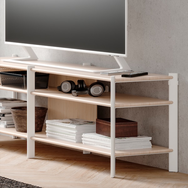 IKEA JÄTTESTA TV unit, 63x15 3/4x19 1/4 in White / Light Bamboo, Ikea Ireland | 2537RXMUV