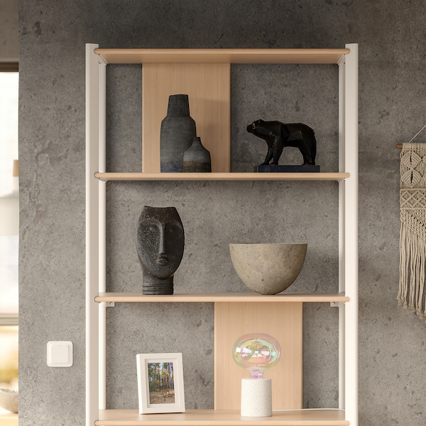 IKEA JÄTTESTA shelf unit, 31 1/2x76 3/4 in White / Light Bamboo, Ikea Ireland | 1378PGANY