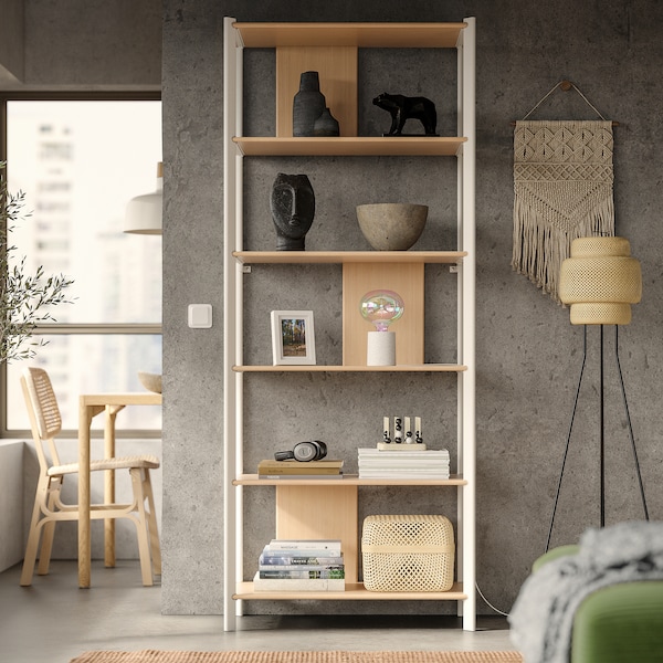 IKEA JÄTTESTA shelf unit, 31 1/2x76 3/4 in White / Light Bamboo, Ikea Ireland | 1378PGANY
