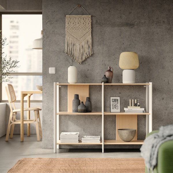 IKEA JÄTTESTA shelf unit, 47 1/4x33 1/2 in White / Light Bamboo, Ikea Ireland | 9251TFZMV