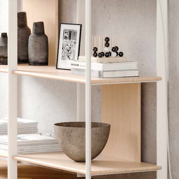 IKEA JÄTTESTA shelf unit, 47 1/4x33 1/2 in White / Light Bamboo, Ikea Ireland | 9251TFZMV