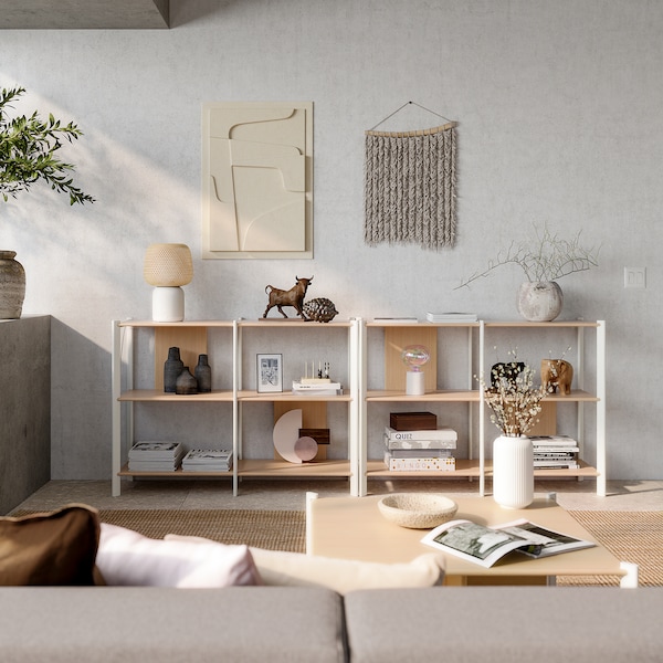 IKEA JÄTTESTA storage combination, 94 1/2x15 3/4x33 1/2 in White / Light Bamboo, Ikea Ireland | 3205GOECX