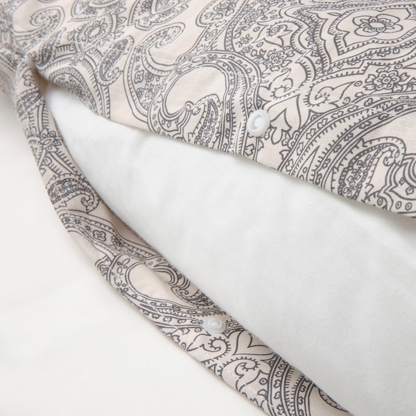 IKEA JÄTTEVALLMO duvet cover and pillowcase(s), King Beige / Dark Gray, Ikea Ireland | 0274DOFIK
