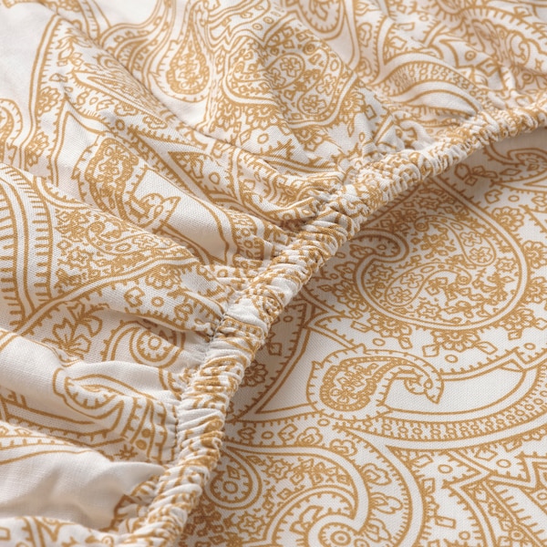 IKEA JÄTTEVALLMO fitted sheet, Full/Double Yellow / White, Ikea Ireland | 7982CXKLB