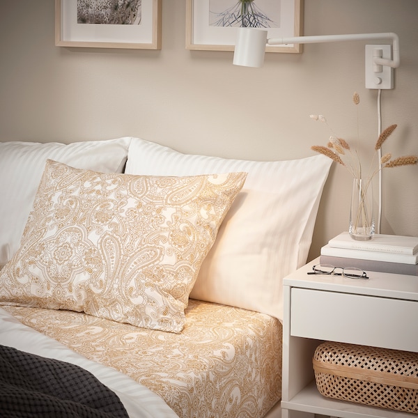 IKEA JÄTTEVALLMO fitted sheet, King Yellow / White, Ikea Ireland | 2306FGIXA