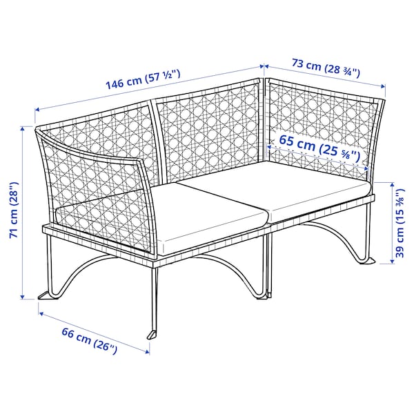 IKEA JUTHOLMEN 2-seat modular sofa, outdoor, dark gray/Kuddarna beige, 57 1/2x28 3/4 in, Ikea Ireland | 7538BMZFY