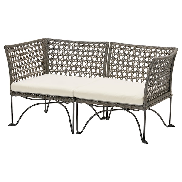 IKEA JUTHOLMEN 2-seat modular sofa, outdoor, dark gray/Kuddarna beige, 57 1/2x28 3/4 in, Ikea Ireland | 7538BMZFY