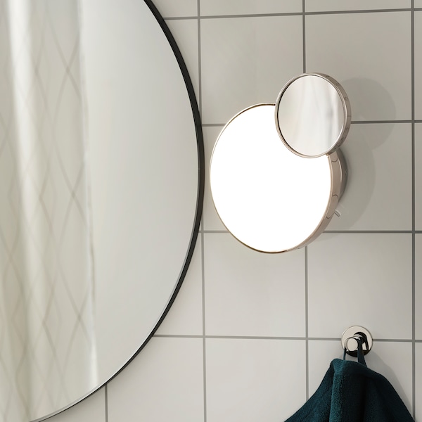 IKEA KABOMBA LED wall lamp with mirror, 8 in Dimmable Chrome Plated / Glossy, Ikea Ireland | 0195GBLZE
