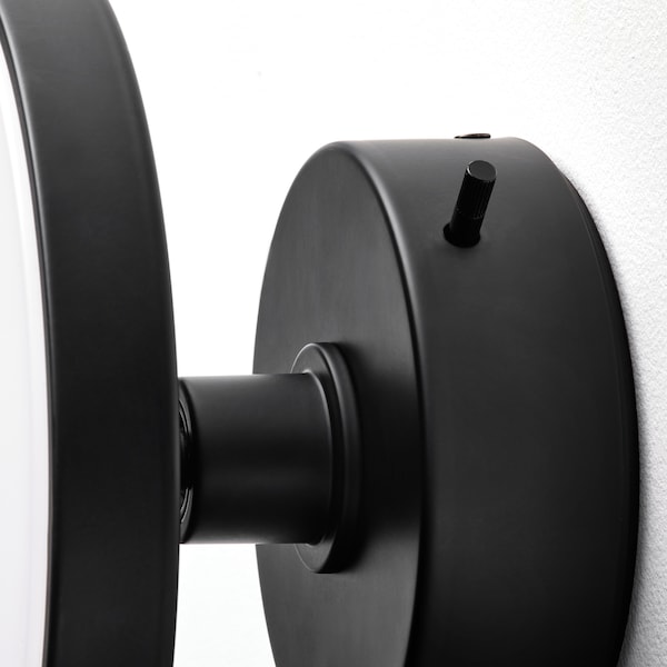 IKEA KABOMBA LED wall lamp with mirror, 8 in Dimmable Matte / Black, Ikea Ireland | 2195RYNHD