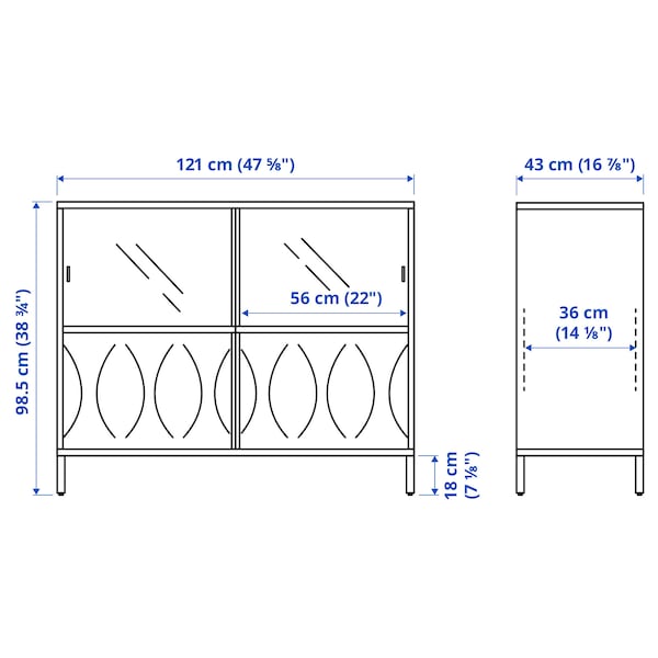 IKEA KALKNÄS cabinet with sliding doors, white, 47 5/8x16 7/8x38 5/8 in, Ikea Ireland | 1827OIMVR