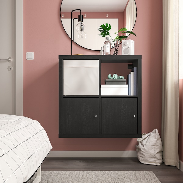 IKEA KALLAX Insert with door, 13x13 in Black / Brown, Ikea Ireland | 3976TVNKJ