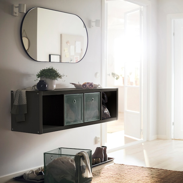 IKEA KALLAX Shelf unit, 16 1/2x57 7/8 in Black / Brown, Ikea Ireland | 6182AGZDF