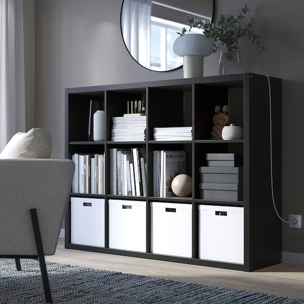 IKEA KALLAX Shelf unit, 44 1/8x57 7/8 in Black / Brown, Ikea Ireland | 4608YHSEA