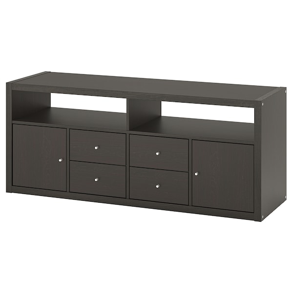 IKEA KALLAX TV storage combination, 57 3/4x15 3/8x23 1/2 in Black / Brown, Ikea Ireland | 2751ZVQBE