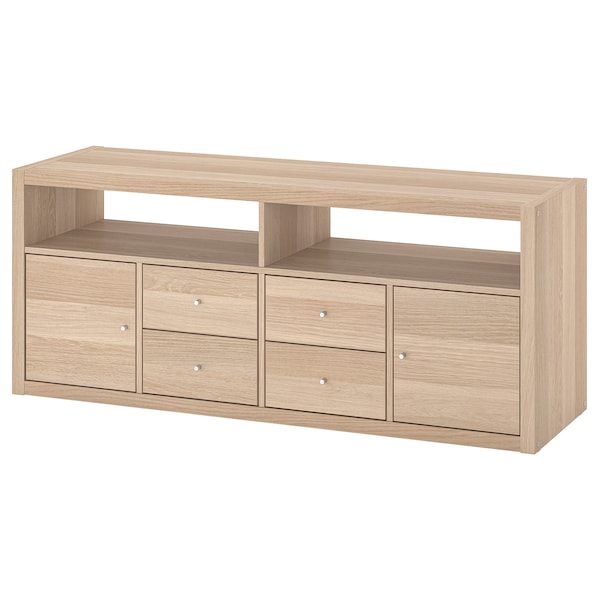 IKEA KALLAX TV storage combination, 57 3/4x15 3/8x23 1/2 in White Stained Oak Effect, Ikea Ireland | 9502OYTDH