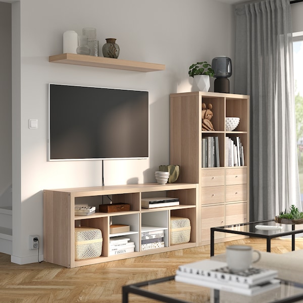 IKEA KALLAX / LACK TV storage combination, 88 1/4x15 3/8x57 7/8 in White Stained Oak Effect, Ikea Ireland | 1723WLMFA