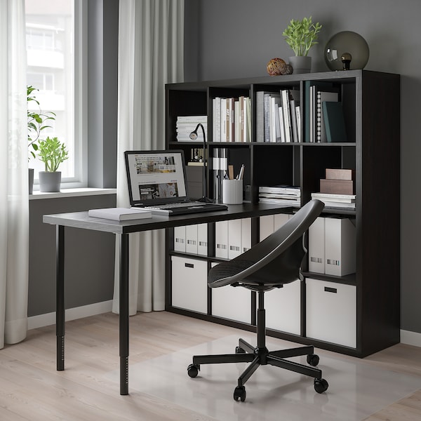 IKEA KALLAX / LAGKAPTEN workstation, 57 7/8x62 5/8x57 7/8 in Black / Black / Brown, Ikea Ireland | 0291FVJSE