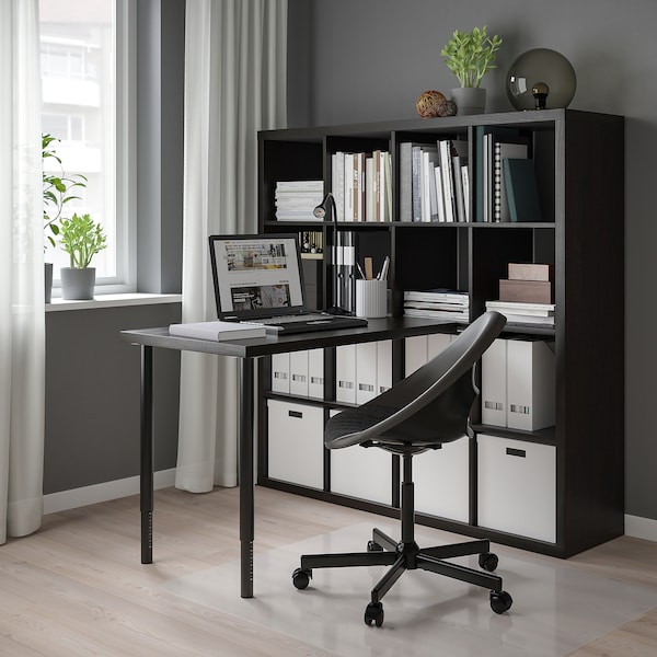 IKEA KALLAX / LINNMON workstation, 57 7/8x54 3/4x57 7/8 in Black / Black / Brown, Ikea Ireland | 4126SILQX