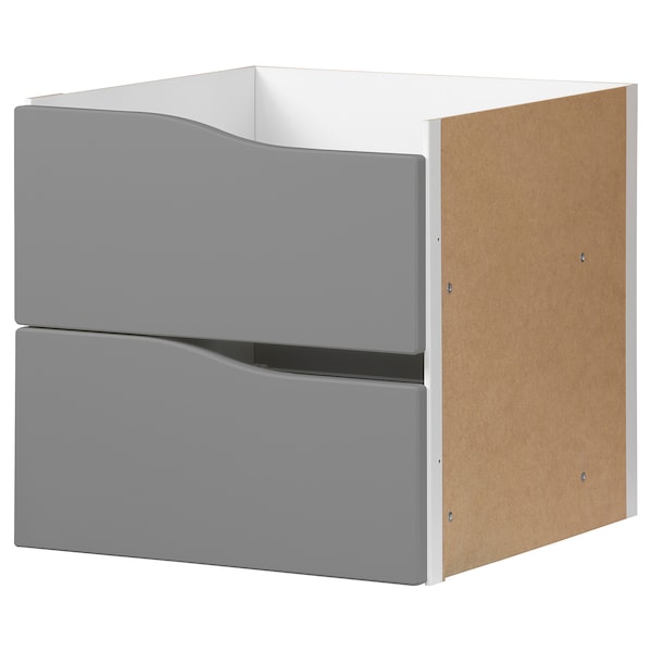 IKEA KALLAX insert with 2 drawers, 13x13 in Wave Shaped / Dark Gray, Ikea Ireland | 3075ORKBA