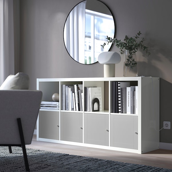 IKEA KALLAX insert with door, groove milled, 13x13 in Gray, Ikea Ireland | 7925BWGEV