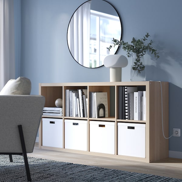 IKEA KALLAX shelf unit, 30 1/8x57 5/8 in White Stained Oak Effect, Ikea Ireland | 2018APVIJ