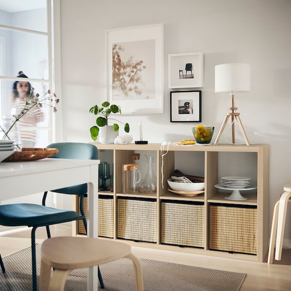 IKEA KALLAX shelf unit, 30 1/8x57 5/8 in White Stained Oak Effect, Ikea Ireland | 2018APVIJ
