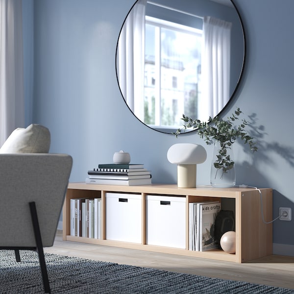 IKEA KALLAX shelf unit, white stained oak effect, 16 3/8x57 5/8 in, Ikea Ireland | 2180HADZS