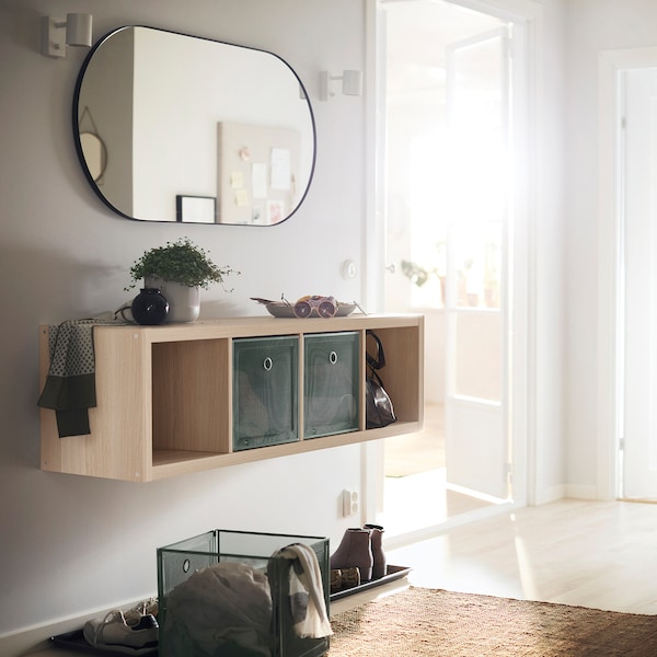 IKEA KALLAX shelf unit, white stained oak effect, 16 3/8x57 5/8 in, Ikea Ireland | 2180HADZS