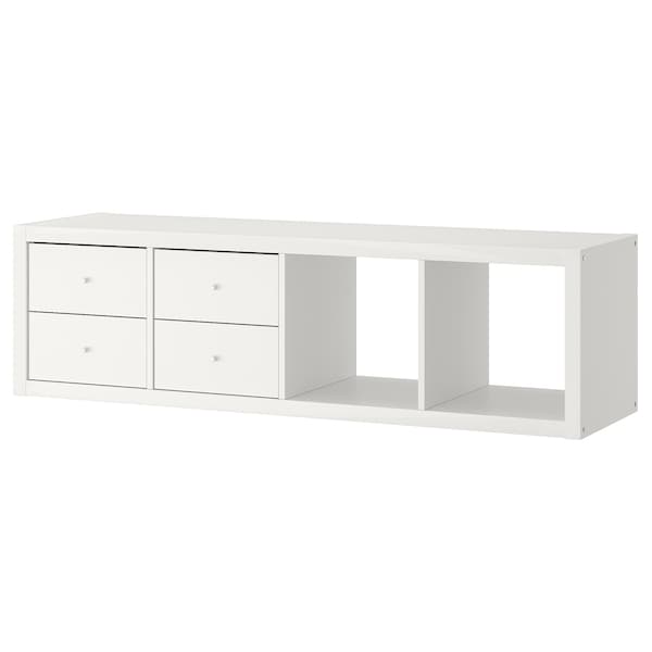 IKEA KALLAX shelf unit with 2 inserts, with 4 drawers, 57 5/8x16 3/8 in White, Ikea Ireland | 4135RVBOS