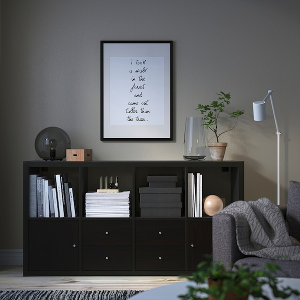 IKEA KALLAX shelf unit with 4 inserts, 57 7/8x30 3/8 in Black / Brown, Ikea Ireland | 6973PTHCG