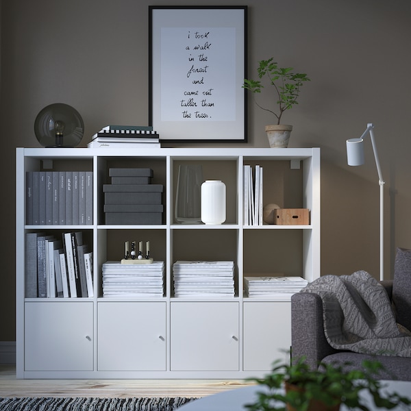 IKEA KALLAX shelf unit with 4 inserts, 57 7/8x44 1/8 in White, Ikea Ireland | 4625SAICR