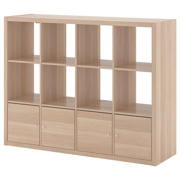 IKEA KALLAX shelf unit with 4 inserts, 57 7/8x44 1/8 in White Stained Oak Effect, Ikea Ireland | 5378PZOSK