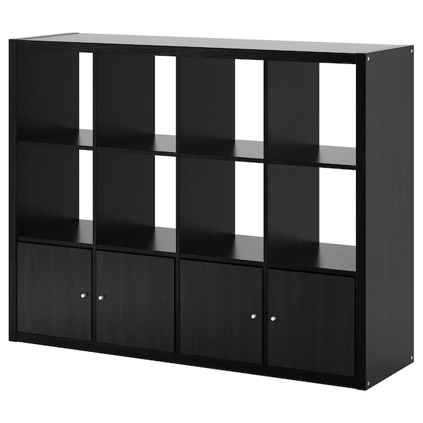 IKEA KALLAX shelf unit with 4 inserts, 57 7/8x44 1/8 in Black / Brown, Ikea Ireland | 2356PHNGK