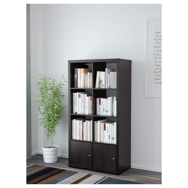 IKEA KALLAX shelf unit with doors, 30 3/8x57 7/8 in Black / Brown, Ikea Ireland | 2861LDIYG