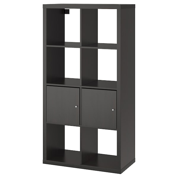 IKEA KALLAX shelf unit with doors, 30 3/8x57 7/8 in Black / Brown, Ikea Ireland | 2861LDIYG