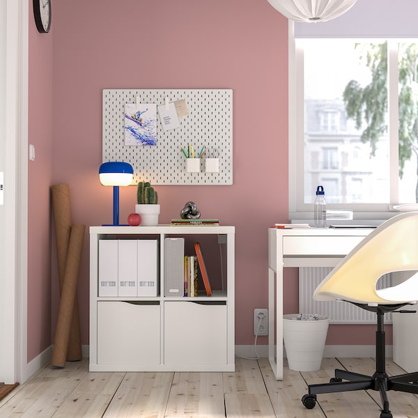 IKEA KALLAX shelving unit, with 2 doors with 2 shelf inserts/wave shaped white, 30 3/8x30 3/8 in, Ikea Ireland | 1856HEIYV
